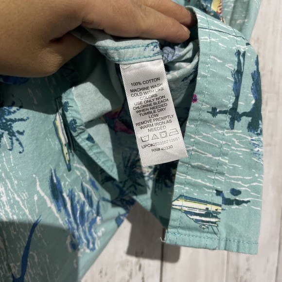 Haggar Men's Button Shirt Short Sleeve Beach‎ Island Aquatic Slim Fit XXL - Picture 4 of 5